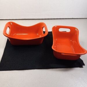 Rachel Ray Two Pumpkin Orange Stoneware 12 0z Dish Cottagecore, Kitsch